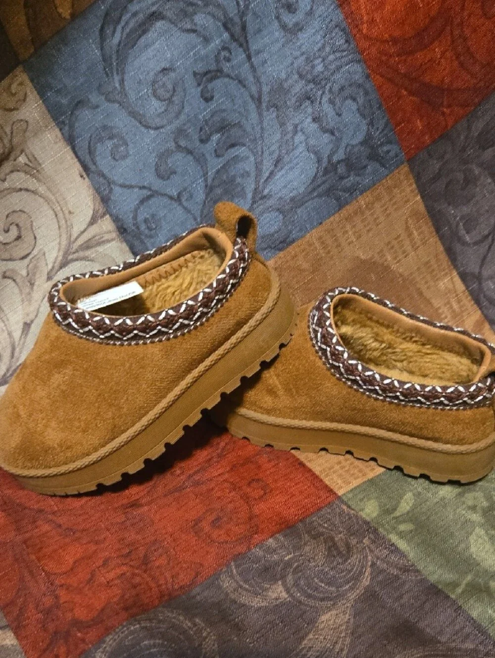 American Exchange Kids Brown Slip-On Faux-Suede Clogs with Braided Trim